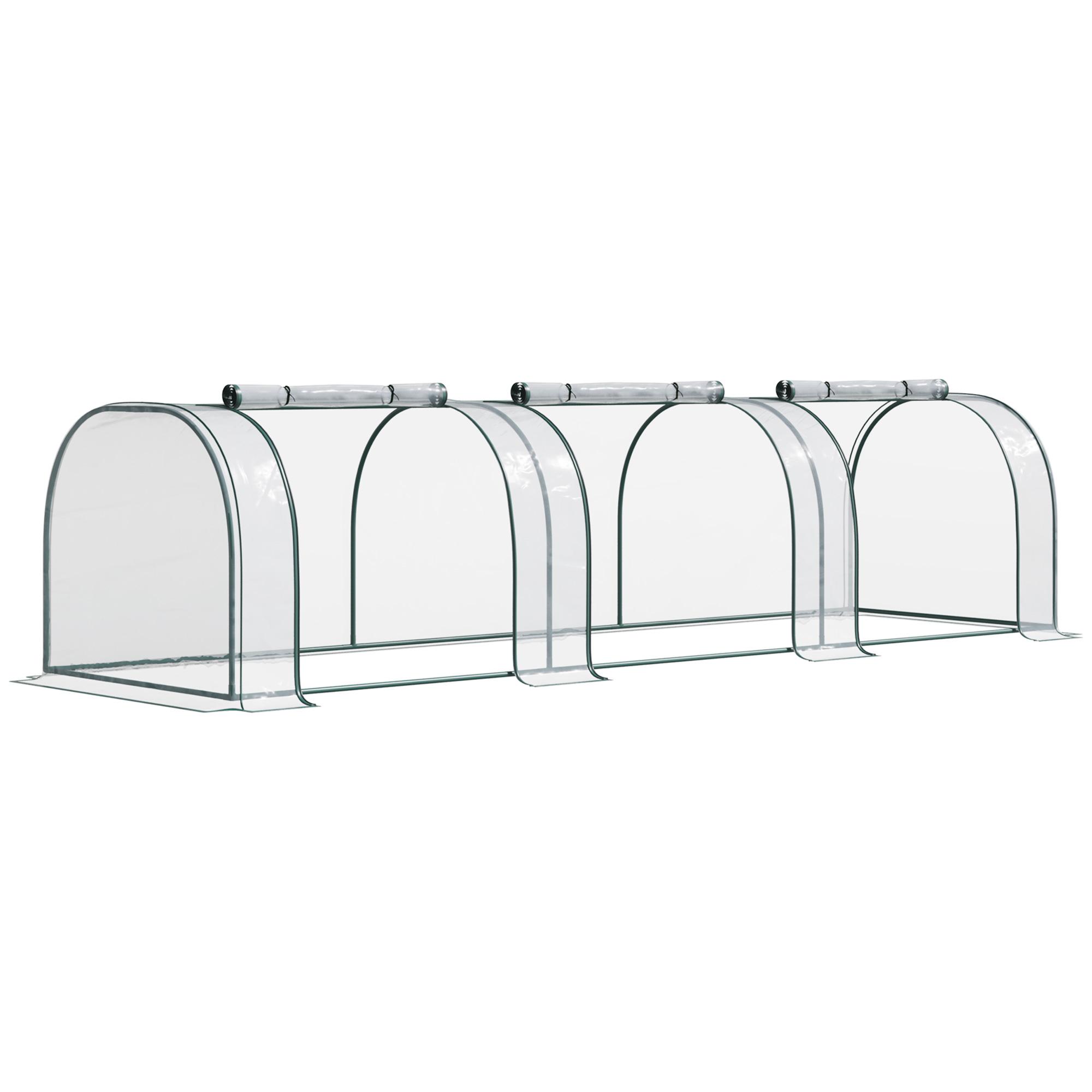 Estufa para Jardim Estufa Pequena para Cultivo de Plantas com 3 Janelas 350x100x80 cm Transparente e Verde