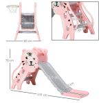 Escorrega para Crianças 2 em 1 com 2 Degraus Cesta de Basquetebol e Desenho de Tigre para Interior 133x60x70 cm Rosa
