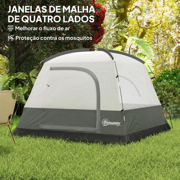 Tenda de Campismo para 2 - 3 Pessoas Dobrável com Bolsa de Transporte 200x200x135 cm Laranja e Cinza
