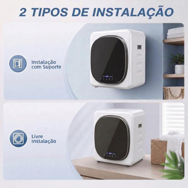 Máquina de Secar por Exaustão 4 kg 800W com Ecrã Tátil, Controlo de Tempo e Temperatura, Secagem Uniforme, Branco