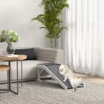 Rampa de Madeira para Animais com Tapete Antiderrapante para Cães Pequenos ou Séniores 125x40x35,5 cm Branco e Cinzento