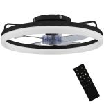 Ventoinha de Teto com Luz LED 40 W Motor DC Reversível Comando Remoto 6 Velocidades 3 Cores Temporizador Preto