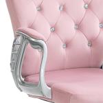 Cadeira de Escritório Estofada em Veludo Cadeira Giratória com Altura Ajustável e Decorações de Cristal 59,5x60,5x103 cm Rosa