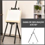 Cavalete para Pintura de Madeira Inclinável 90° com Suporte Tripé e Pincel 51,5x71,5x134,5 cm Preto
