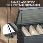 Baú de Exterior 311 L Baú de Armazenamento de Aço Galvanizado com 1 Fechadura para Jardim 120x62x66 cm Cinza Escuro