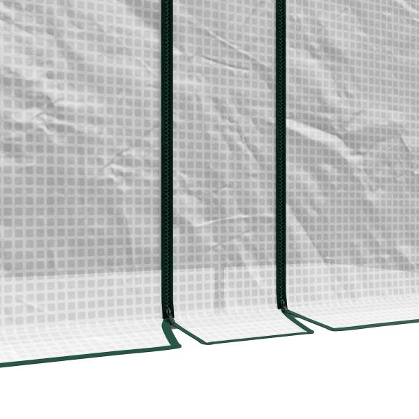 Estufa Pequena Estufa de Exterior com Porta Dupla com Fecho de Correr e Cobertura de PE para Cultivar Plantas Flores 200x100x178 cm Branco