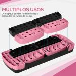 Step para Exercício Aeróbico Plataforma Step com Altura Ajustável em 3 Níveis 80x31x10 - 20 cm Rosa e Preto