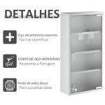 Kit de primeiros socorros em aço inoxidável para medicamentos 60x30x12cm prata