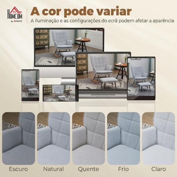 Poltrona Baloiço com Apoio para os Pés Poltrona Relax com Almofada Acolchoada e Anti - Tombo 64x89x90 cm Cinzento