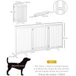 Barreira para Cães de Madeira Barreira para Animais de Estimação Dobrável de 3 Painéis com 1 Porta e Pés de Apoio 155x35,5x76 cm Branco