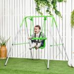 Baloiço Infantil de Aço Baloiço para Crianças de 6 - 36 Meses com Encosto Alto e Arnês de Segurança 122x146x122 cm Verde