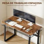 Secretária Estilo Industrial 120x60x76 cm Mesa de Computador com Estrutura de Aço Fácil de Montar Castanho Rústico