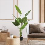 Planta Artificial Decorativa 160 cm Bananeira Artificial com Vaso e Folhas para Interior Casa Sala de Estar Escritório Verde