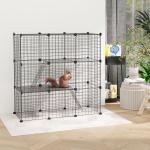 Recinto para Animais Pequenos com 31 Painéis Recinto para Animais de Estimação Personalizável com Rampas e Portas 105x45