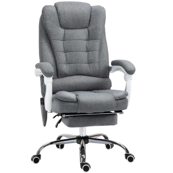 Cadeira de Massagem com 6 Pontos de Massagem Reclinável com Altura Ajustável e Função de Aquecimento 65x70x111 - 119 cm Cinza