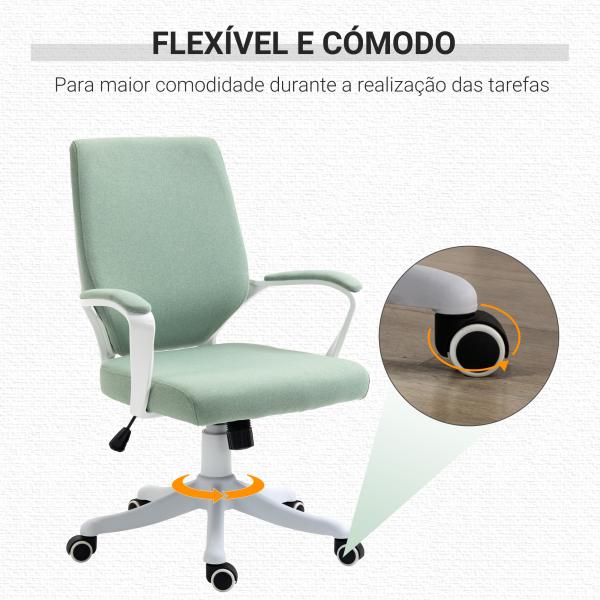Cadeira de Escritório Ergonómica Giratória e com Altura Ajustável e Suporte Lombar 62x69x92 - 100 cm Verde