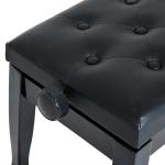 Banco de Piano Altura Ajustável Assento de Couro Sintético Pernas em Madeira 64x35x55 cm Preto