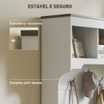 Móvel Cabide de Entrada com Banco Sapateira 5 Ganchos 3 Prateleiras Armário e Compartimentos Estilo Rústico 105x40x180 cm Branco
