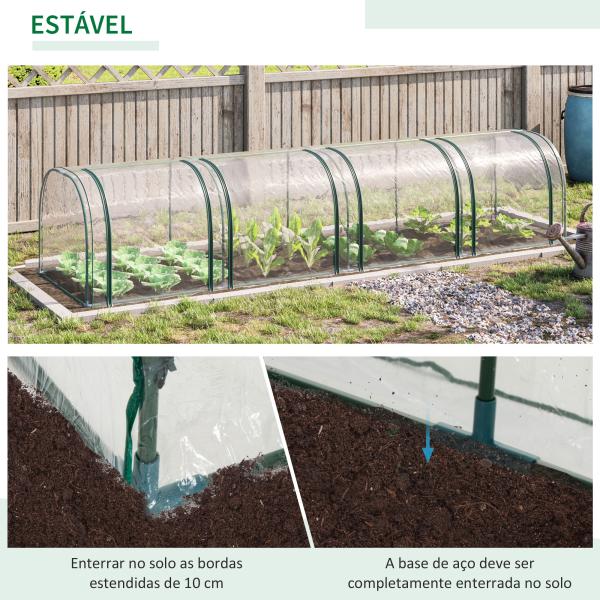 Estufa para Jardim Estufa Pequena para Cultivo de Plantas com 4 Janelas 395x100x80 cm Transparente e Verde