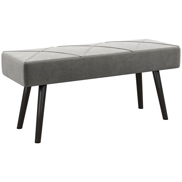 Banco de Pé de Cama Multifuncional e Moderno Banco de Dormitório com Pés de Aço e Assento Acolchoado 100x36x45 cm Cinza