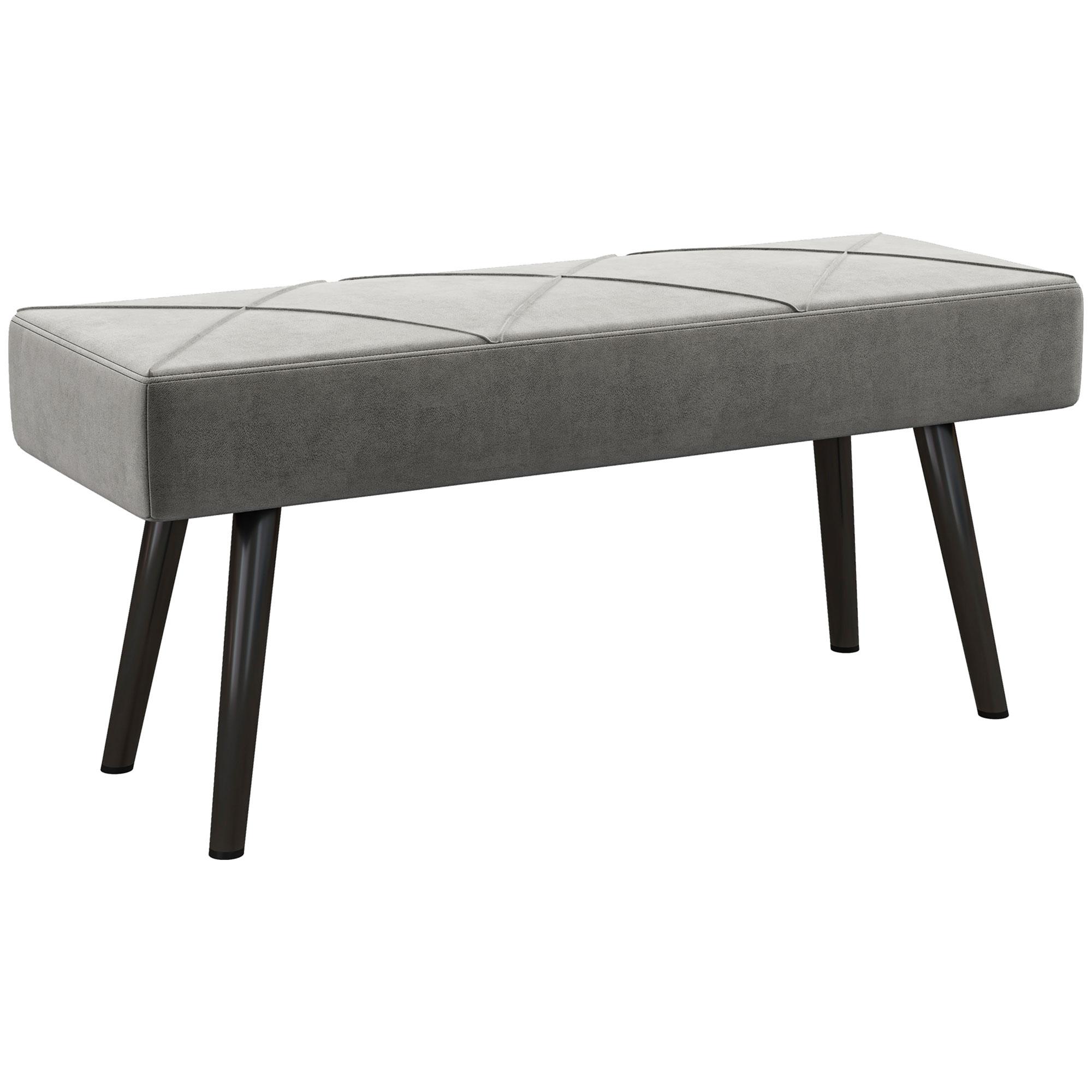 Banco de Pé de Cama Multifuncional e Moderno Banco de Dormitório com Pés de Aço e Assento Acolchoado 100x36x45 cm Cinza