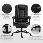 Cadeira de Massagem com 7 Pontos de Massagem Reclinável com Apoio para os Pés e Controlo Remoto 67x79x111 - 121 cm Preto