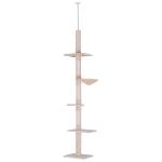 Árvore Arranhadora para Gatos Arranhador para Fixar ao Teto Altura Ajustável com Plataformas Poste de Sisal 40x34x230 - 260cm Bege
