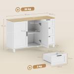 Aparador Moderno para Sala de Estar com 2 Portas e 3 Gavetas Prateleira Ajustável para Sala de Jantar Entrada 120x38x76 cm Branco
