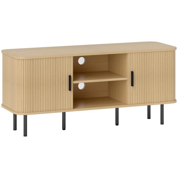 Móvel de TV Vintage para Sala de Estar com 2 Portas de Correr 2 Prateleiras Abertas Móvel para Televisores de até 55 Polegadas 120x40x55 cm Carvalho