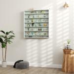 Vitrina de Parede em Madeira com Prateleiras Ajustáveis e 2 Portas Deslizantes de Vidro 80x9,5x83 cm Branco