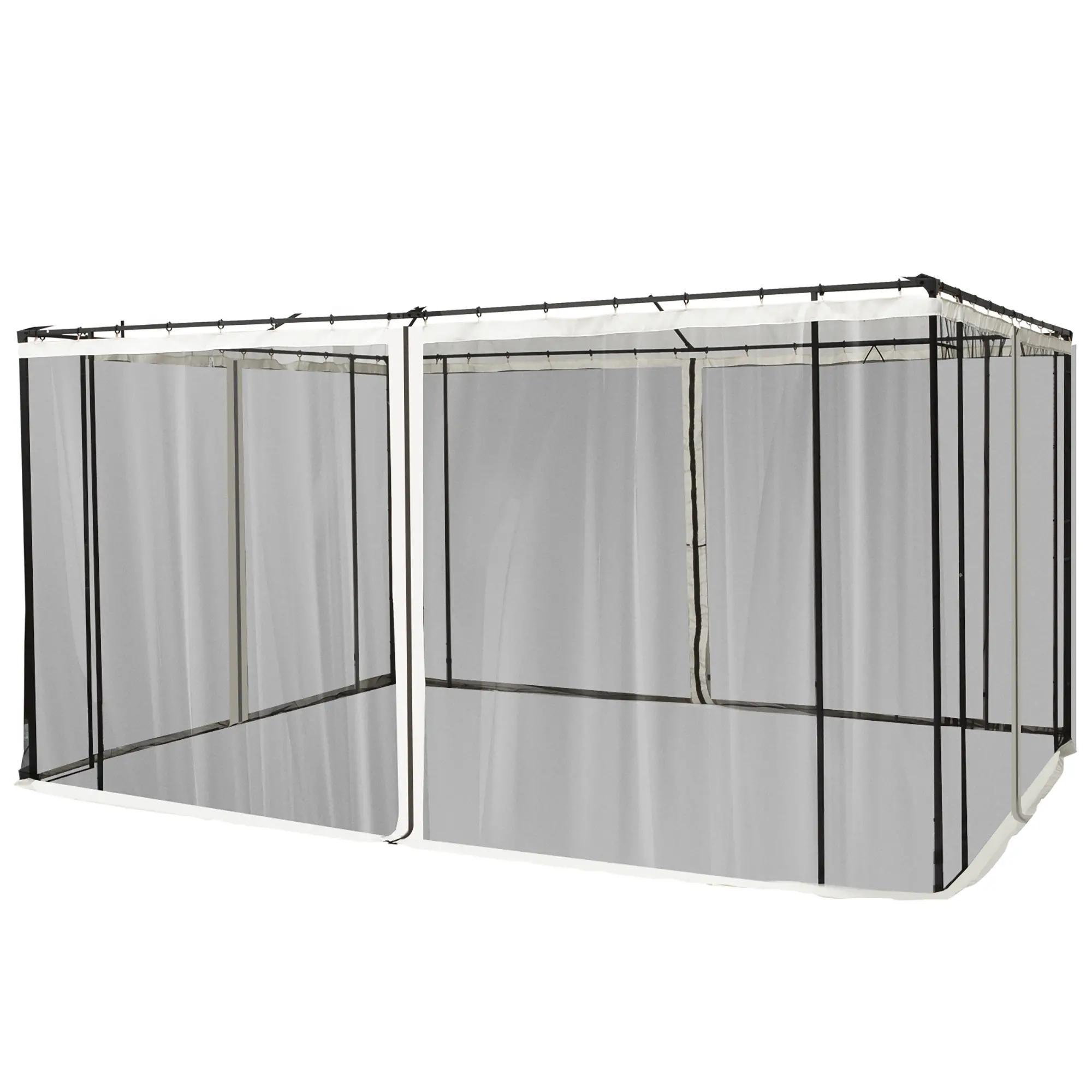 4 painéis laterais 335x207 cm para tenda de jardim com mosquiteira zíperes e anéis preto