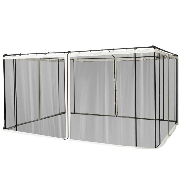 4 painéis laterais 335x207 cm para tenda de jardim com mosquiteira zíperes e anéis preto