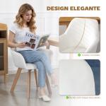 Conjunto de 2 Cadeiras de Jantar Modernas Estofadas em Veludo com Pernas de Madeira 54x57x80 cm Creme
