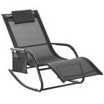 Espreguiçadeira Baloiço de Exterior com Apoio de Cabeça Acolchoado e Bolso Lateral 150x62x88 cm Preto