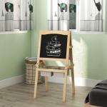 Cavalete para Crianças 3 em 1 com Quadro preto e Quadro Branco para Desenhos com Rolo de Papel 58x50,5x109 cm Madeira
