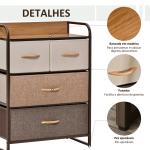 Cómoda de Tecido com 4 Cestos Removíveis e Dobráveis Base Elevada Móvel de Armazenamento 58x29x78,5 cm Multicor