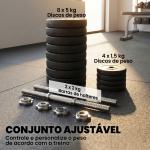 Conjunto de Halteres Ajustáveis Conjunto de Pesos 8x5kg 4x1,5kg e 2 Barras Total 50 kg Preto