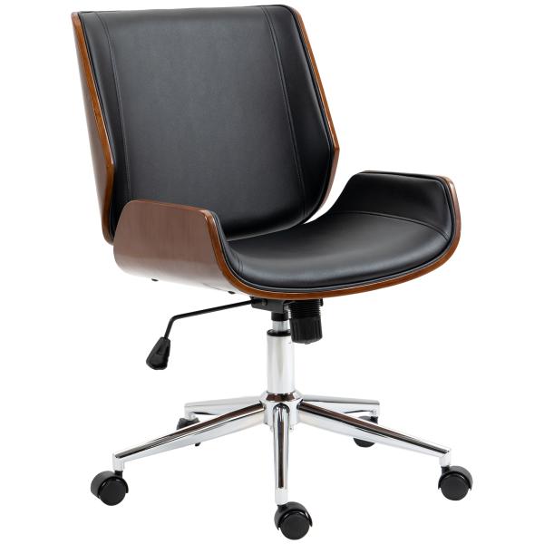 Cadeira de Escritório Operativa Giratória em PU com Altura Ajustável Função Inclinação 51x65,5x82 - 92cm Preto