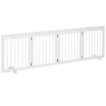 Barreira de Segurança Dobrável para Cães Grade de Proteção de 4 Painéis com Pés para Portas Escadas Corredor 204x30x61cm Branco