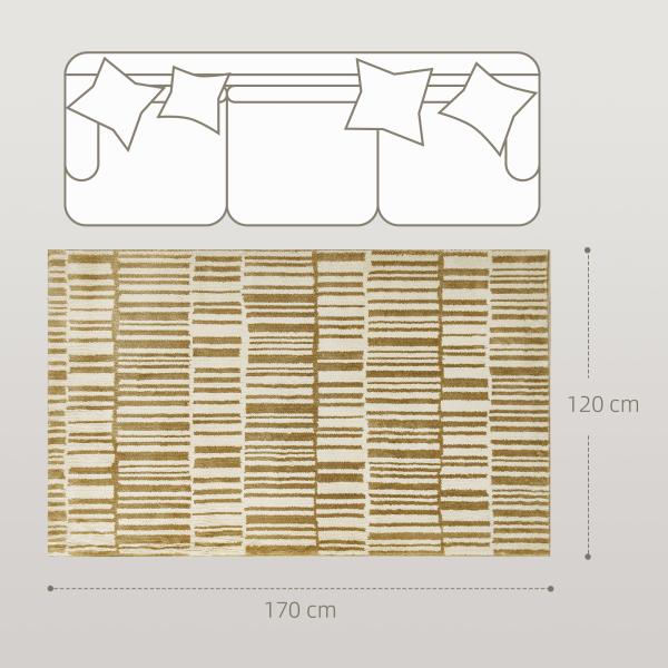 Tapete Sala de Estar 170x120 cm Tapete Lavável na Máquina de Lavar Pelo Curto Estilo Moderno Creme