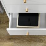 Cómoda com 3 Gavetas com Pés de Madeira de Pinho para Sala de Estar Escritório 80x30x80 cm Branco e Madeira