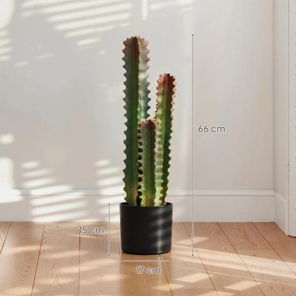 Cato Artificial 66 cm Planta Artificial Decorativa com Vaso e 3 Folhas para Decoração de Interiores Verde