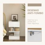 Mesa de Cabeceira Mesa Auxiliar com 1 Gaveta e 2 Prateleiras Abertas para Quarto Sala Estilo Moderno 39x39x65 cm Branco