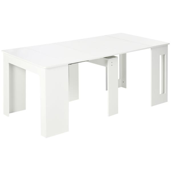 Mesa de Jantar Extensível para 4 - 6 Pessoas com Lateral Abatível Mesa Auxiliar Multifuncional 180x85x75cm Branco