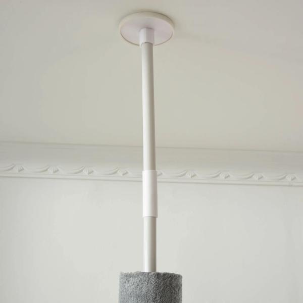 Árvore Arranhador para Gatos para Fixar ao Teto Altura Ajustável 229 - 235cm 260 - 266cm com Plataformas Caverna Postes de Sisal Bolas Penduradas 40x40x217 cm Cinza Claro