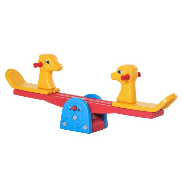 Baloiço Infantil em Forma de Girafa com Encosto Guidão Texturizado Carga 20kg por Assento para Interior e Exterior 150x32x60cm Multicor