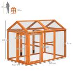 Galinheiro para Exterior 140x88,5x106 cm para 1 - 3 Galinhas com Estrutura de Madeira e 2 Portas com Fechadura Madeira