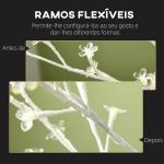 Árvore Cerejeira com 180 Luzes LED IP4 Banco Quente com Luz Ajustável em 3 Modos 21,5x21,5x180cm Branco