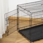 Gaiola para Cães com 2 Portas Gaiola para Animais de Estimação Dobrável com Alça de Transporte Aço 92x57x62,5cm Preto