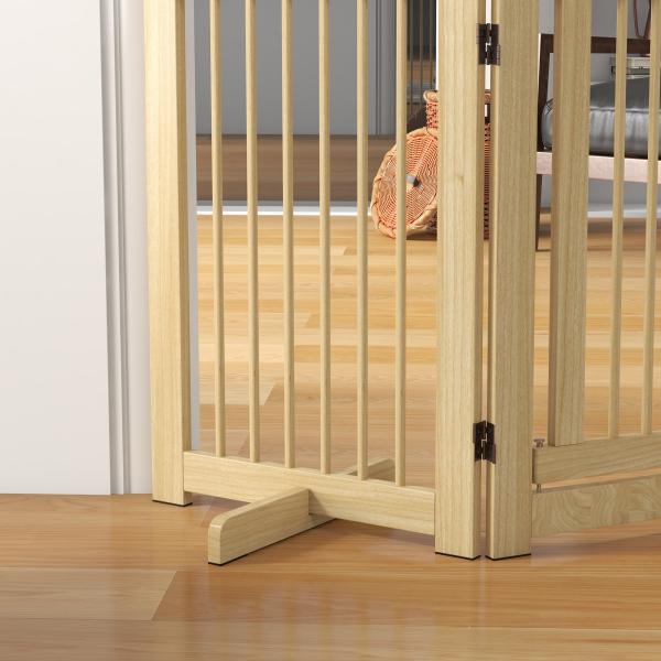 Barreira de Segurança para Cães em Madeira Dobrável para Escadas e Portas para Cães Pequenos e Médios de 4 Painéis 204x36x75 cm Madeira
